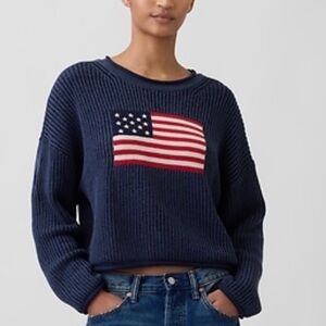 GAP Navy Crew Sweater with American Flag s S